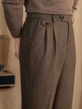 ADVBRIDGE  -  Italian Retro British Wool Herringbone Pants Men's Autumn and Winter Straight Casual Pants Fashion All-match