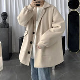 Advbridge Men's Solid Color Coat Trench British Style Lapel Single Breasted Coats Black Apricot Casual Daily Straight Hem Outwear