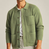 Advbridge Winter Men's Knit Cardigan Jacket Luxury Button-Down Sweater Casual Long Sleeve Lapel Solid Color Streetwear Korean Pocket Coat