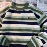 Advbridge Pullovers Women Striped Loose Teens Winter Sweater Streetwear Cool Unisex College Korean Fashion All-match Tender Casual Retro