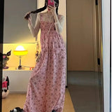 ADVBRIDGE  -  Braces Trousers Dopamine Pink Floral Fashion Women'S 2025 New Oversize Wide-Leg Casual Floor Mopping Pants Summer