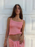 Advbridge Pink Sparkly Spaghetti Strap Camisole Top 2025 Summer Beachwear Sexy Women's Knit Casual Vacation Lady Tank Tops Clothing K31