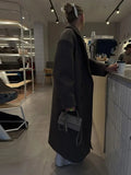 Advbridge Solid Double-Breasted Women Long Coats Loose Turn-down Collar Brown Female Maxi  Autumn Winter Elegant Lady Street Outwear