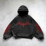 ADVBRIDGE  -  Oversized Graphic Print Black HoodiesY2k Clothes Gothic Punk  Loose Harajuku Long Sleeved Hoodie Men and Women Sweatshirt Tops