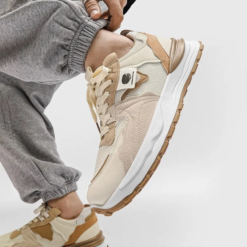 Advbridge Hong Kong Style Mens Sports Shoes Mesh Breathable Vintage Outdoor Running Chunky Sneakers Casual Platform Comfortable Male Shoes