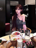 ADVBRIDGE  -  Y2k Aesthetic Sexy Women Dress Vintage Grunge Skew Collar Harajuku Sleeveless Dresses Streetwear Summer Expose Waist Vestidos