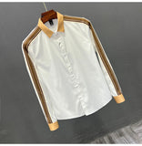 Advbridge Color Blocking Patchwork Design Shirt For Men Spring and Autumn Long sleeve Loose Top Fashion Trendy Casual Shirts Streetwear