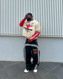 Advbridge Y2k Hip Hop Harajuku High Street Streetwear Mens Jeans Striped Pattern Printed Wide Leg Pants Casual Commuting Womens Pants