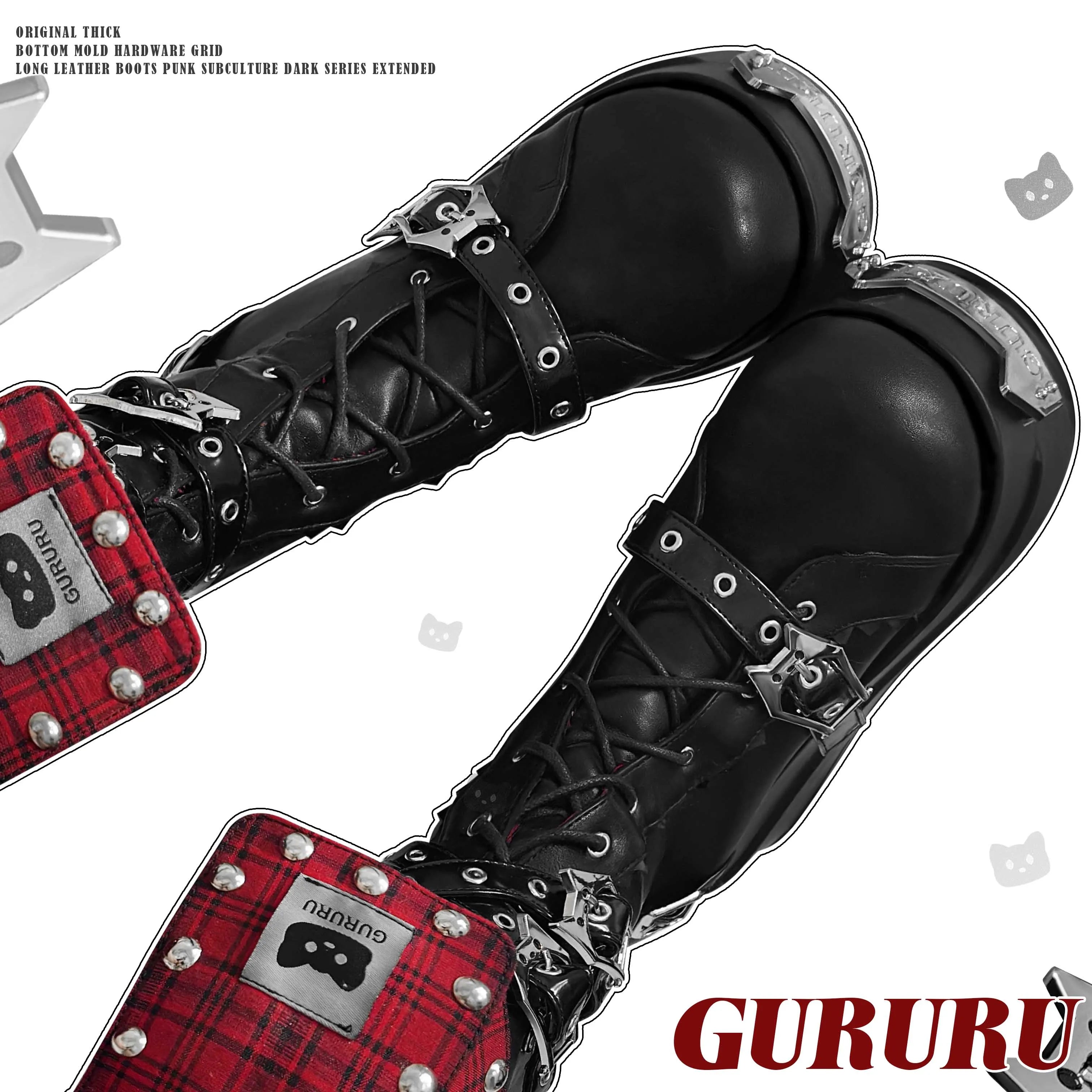 Advbridge Harajuku Cat Gururu Original Y2k Subculture Thick Bottom Knight Fashion Boots Lolita Retro Girl Boots