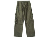 Advbridge Multi-Pocket Washed Cargo Pants Y2k Retro High Street Fashion High Waist Couple Harajuku Simple Casual Wide Leg Pants Women