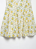ADVBRIDGE  -  Women Apricot with Orange Floral Print Bow Lacing Up Strap Sling Dress French Style Retro Summer Short Dresses Holiday Robe