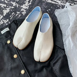 ADVBRIDGE  -  Flat Shoes Woman Silver Tabi Ninja Women Shoes Split Toe Flats Trotters Mocasines Leather Loafers Shoes for Women
