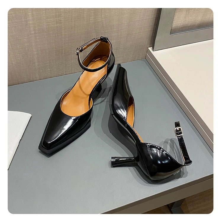 Advbridge New Fashion Square Toe Ladies Thin High Heel Summer Pumps Sexy Strap Design Ladies Sandals Female High Heeled Dress Shoes Party