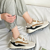 Advbridge New Cow Suede Leather Women Sneakers Breathable Casual Shoes Sports Sneaker Lace Up Mixed Color Flat Shoes Ladies Outdoor Shoes