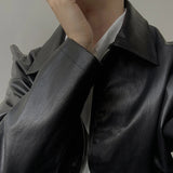 Advbridge Men's Casual Texture PU Leather Jacket High Street Zippers Turn-down Collar Long Sleeve Retro Popular Coat  Autumn Clothing