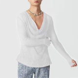 Advbridge Mens Sexy See-Through Mesh Long-Sleeved Top 2024 New Genderless Nightclub Individuality Youthful Thin Low-Cut T-Shirt Unisex