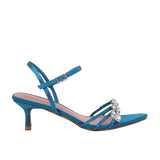 ADVBRIDGE  -  Blue CRYSTAL Rhinestone Ankle Strap Buckle High Heel Sandals Women Sexy Peep Toe Summer High Heels Elegant Banquet Dress Shoes