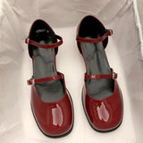 Advbridge New Design Mary Jane Shoes Buckle Pumps Women Elegant Shallow Hollow Thick Heel Casual Shoes Ladies Office Party Leather Shoes