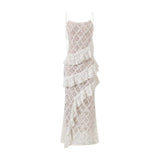 ADVBRIDGE  -  Design Sense Women's Popular Suspender Ruffle Dress, Backless Lace Sexy Hip Long Skirt