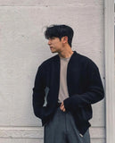 Advbridge Autumn Winter Solid Color Simple Cardigan Coat Hombre Round Neck Zipper Pocket All-match Knitted Top Male Outwear Female Clothes