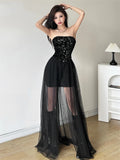 Advbridge Summer Sexy Sisters Party Tulle Pleated Dress For Women Elegant Black Corset Holiday Dresses Female Bridesmaid Robe