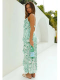 Advbridge Ruffles Printed Sundress Women Summer Maxi Slip Dress for Holiday Boho Sleeveless Straight Vestidos 2024 Floral Dress