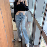 Advbridge Sexy Hollow Out Chain Streetwear Jeans for Women Summer High Waist Harajuku Straight Denim Pants Korean Y2K Jeans 23A30210