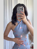 ADVBRIDGE  -  Elegant Sequin Blue Mini Evening Dress 2025 Sexy Halter Slim Fit Short Dresses Women High Waist Backless Party Lady Chic Vestido