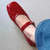 ADVBRIDGE  -  Red Rivet Mary Jane Shoes Women Elegant Flats Shoes Woman Ladies Shallow Casual Black Loafers Footwear Shoes for Women