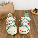 ADVBRIDGE  -  New Women Colorblock Vulcanized Canvas Sneakers Flat Sole Lace-Up Soft Comfort Latex Cushion Summer Student Casual Shoes