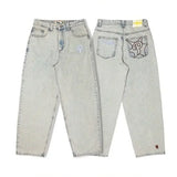 Advbridge American Retro Double Stitching Washed Baggy Jeans Men's Y2K New Harajuku Hip-Hop Gothic Casual Joker Wide Trousers Street Wear