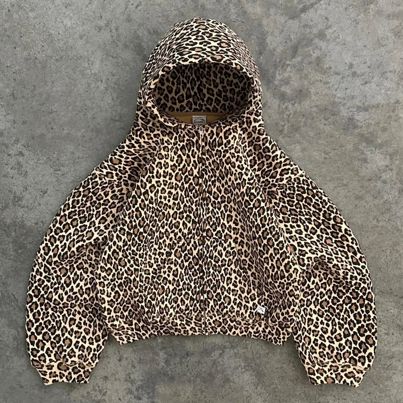 Advbridge Y2K Hoodie vintage Leopard print Pattern Harajuku Oversized hoodie NEW Hip Hop Gothic Fashion Men women Casual Sweatshirt Top