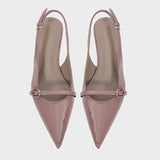 ADVBRIDGE  -  Kitten Heel Patent Leather Back Strap Mules Sandals Women Sexy Pointed Toe Purple Women Pumps Summer Elegant Party Office Shoes