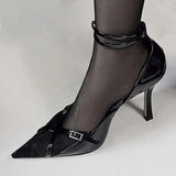Advbridge - Summer Luxury Women's Shoes, Sexy High Heels, Pointed Shallow Mouth Tie Sandals, Mesh Metal Decoration Party Ladies Heels