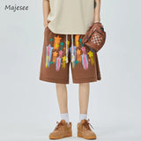 Advbridge Shorts Men Star-design Print American Style Baggy All-match Summer High Street Hip Hop Harajuku Knee Length Hipster College New