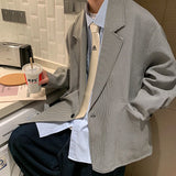 Advbridge New Luxury Houndstooth Blazers Grey Khaki Men'S Casual One Button Blazers Autumn Winter Fashion All-match Loose Suit Jackets