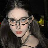 Advbridge Women Men Metal Mask Punk Glasses Halloween Carnival Party Mask Cosplay Costumes Props Facial Decoration Eyeglasses Eyewear 1PC