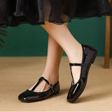 ADVBRIDGE  -  Spring Autumn Women Flats Brand Elegant Office Ladies Mary Jane Shoes Flat Soft Black Purple Big Size 42 D531