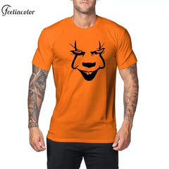 Advbridge Halloween Tear The Grimace T-Shirt For Men Orange Printed T-Shirts Short Sleeve Round Neck Top Fashion Holiday Male Clothing