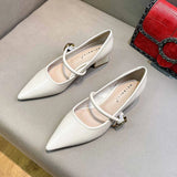 Advbridge 2024 Woman Elegant Summer French Pointed Toe Mary Janes Casual Chunky Heels Female Retro Shoes Low Heeled Women Shoes Q130