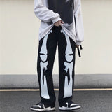 Advbridge Trousers With Print White Jeans For Men Skeleton Straight Male Cowboy Pants Designer Comfortable Korean Autumn Harajuku