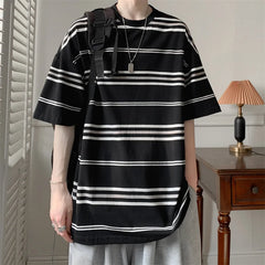 ADVBRIDGE  -  Round Neck T-Shirt Striped Ultra-Light Men's Quick Drying Breathable Sweat-Absorbent T Shirt Suitable for Fitness Clothing Q260