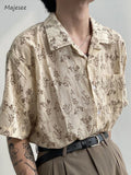 Advbridge Hawaiian Shirts Men Handsome Temperament Daily Summer Half Sleeve Print Pocket American Style Male Breathable Casual Tops