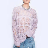 Advbridge Men Sweater Harajuku Perspective Destructed Hollow Hold Pullover Tops Autumn Streetwear Fashion Trendy Daily Sweater Unisex