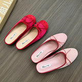 ADVBRIDGE  -  Red New Women Flat Shoes Fashion Shallow Slip On Ladies Elegant Ballerinas Shoes Soft Flat Heel Outdoor Casual Mary Jane S