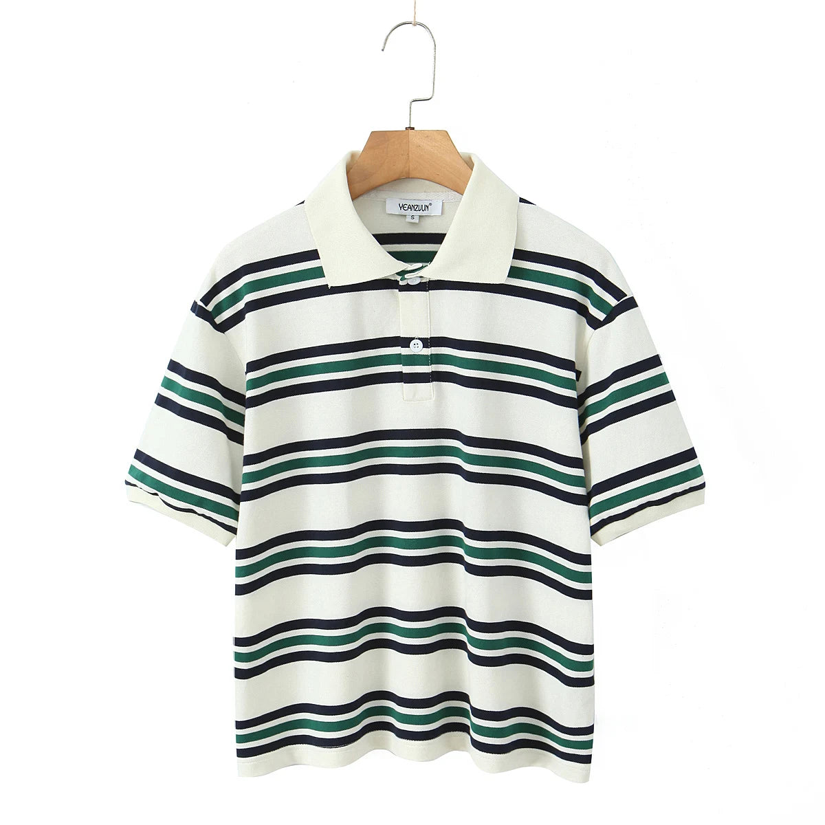 Advbridge  Burgundy Striped Casual Women T-shirt Summer Loose Polo Shirts Buttons New Female Tops Blouse White Tops Spring Shirt
