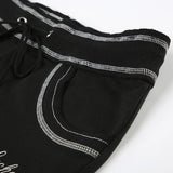 Advbridge Coquette Contrast Stitching Mini Shorts Sexy Women Low Rise Drawstring Bottoms Korean Y2K Aesthetic Kawaii Short 2024