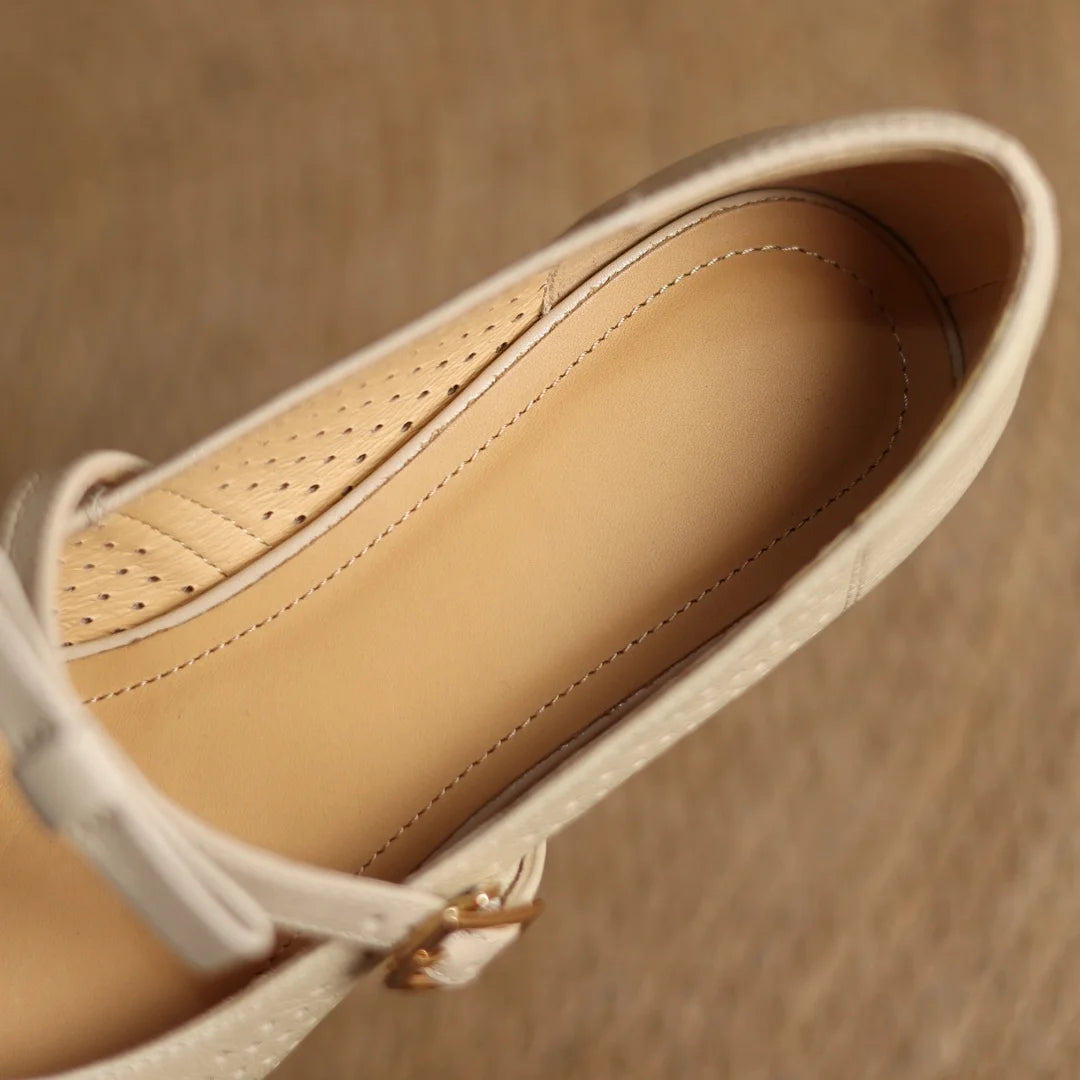 ADVBRIDGE  -  Plus size 34-41 women's hollow-out sheepskin sweet bowtie metal buckle slip-on pumps 4cm thick med heel elegant ladies heels hot