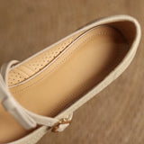 ADVBRIDGE  -  Plus size 34-41 women's hollow-out sheepskin sweet bowtie metal buckle slip-on pumps 4cm thick med heel elegant ladies heels hot