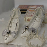 Advbridge Japanese Style Lolita Cosplay Shoes Gothic Flower Wedding Victorian Girls Cross Striped Bow Lace Pearl Flower High Heeled Shoes